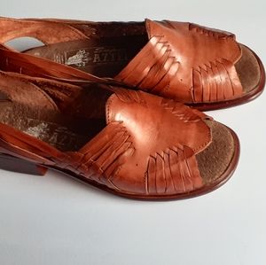 Super Aztec Woven Brown Leather Sandles